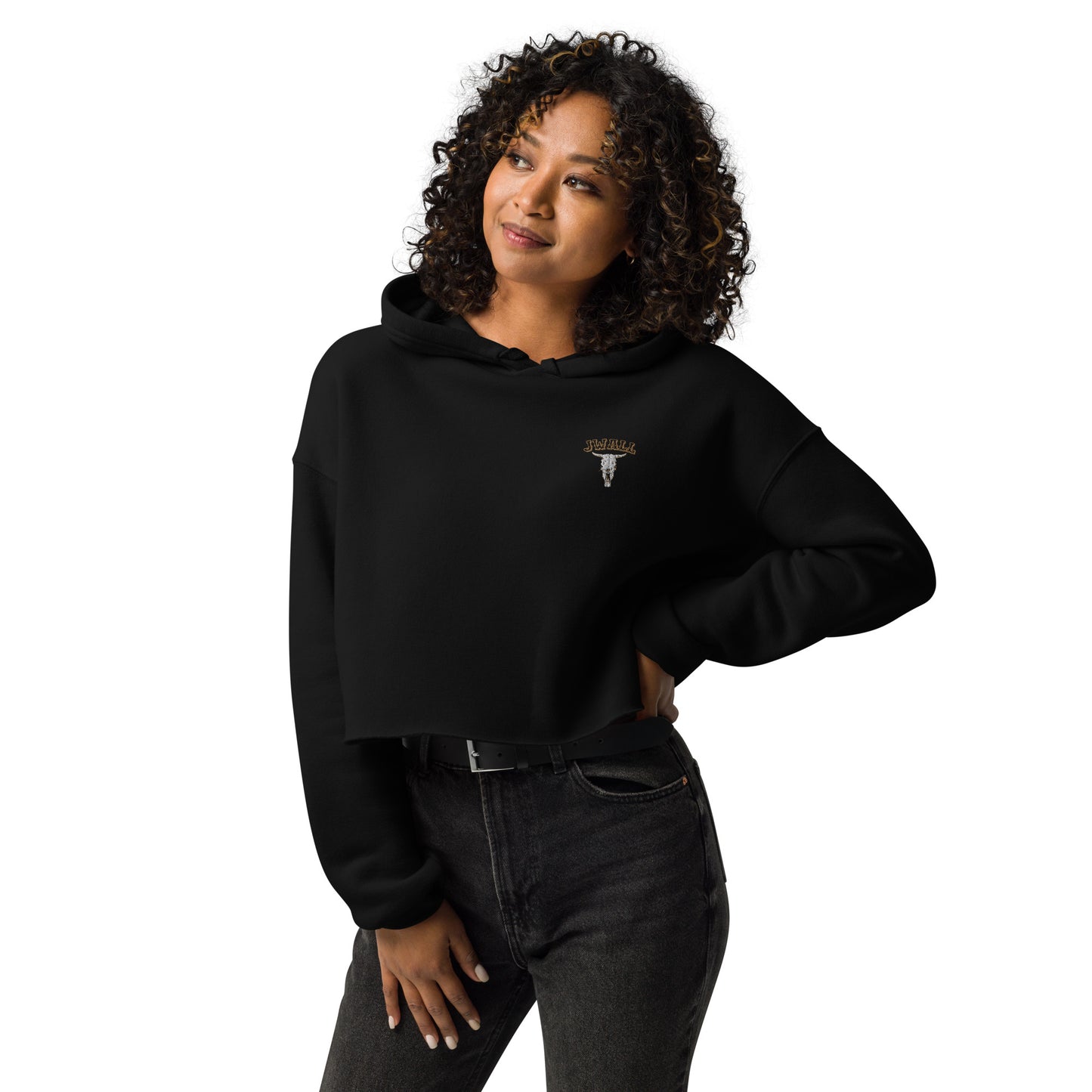 Black JWALL Crop Hoodie